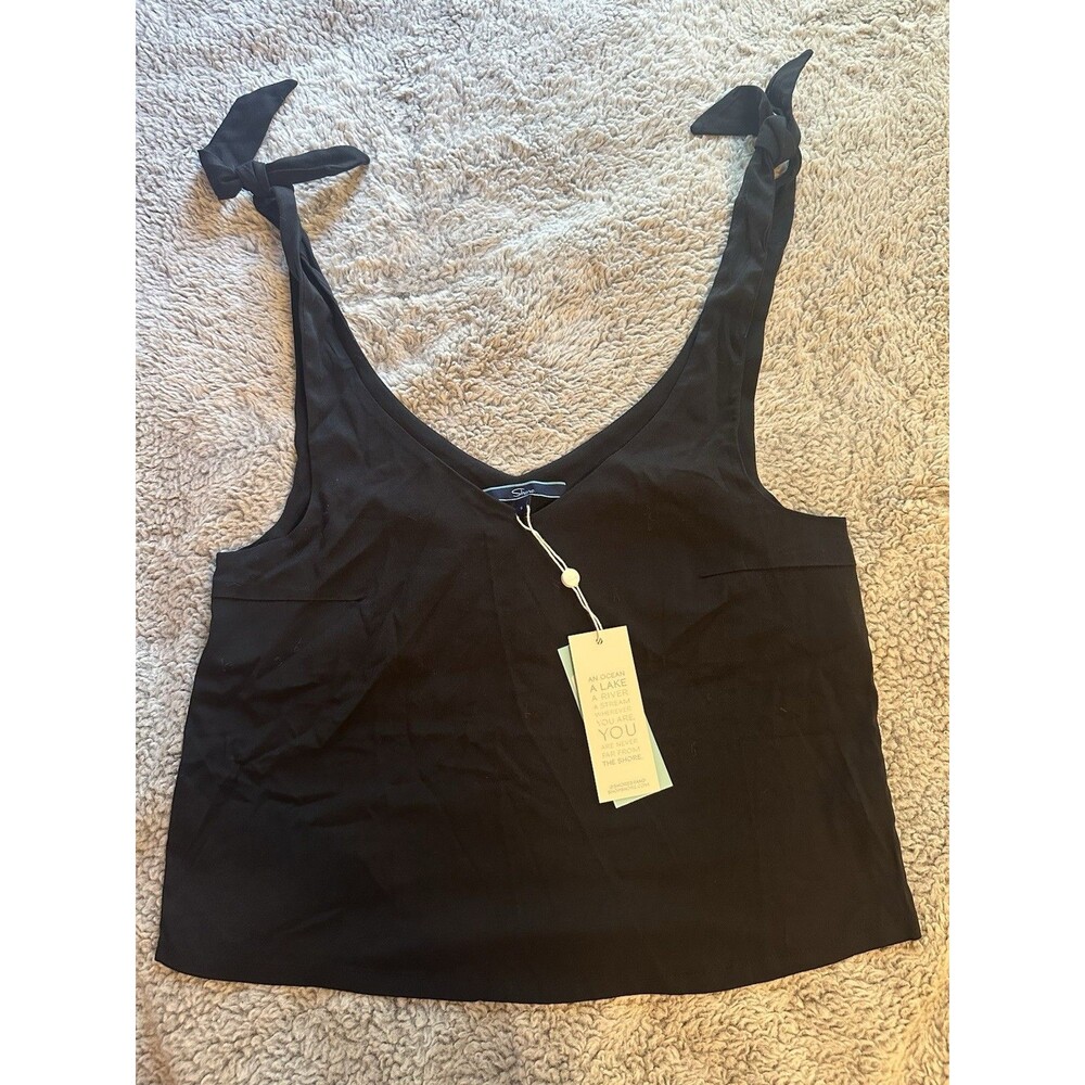 Black Tie Strap Tank Top From Shore Brand Size Small NWT